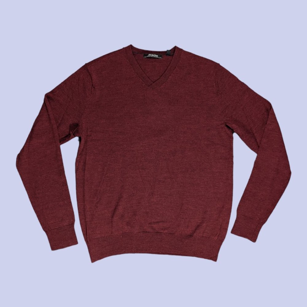 Saks Fifth Avenue | Women's 100% Merino Wool V-Neck Sweater Maroon Large